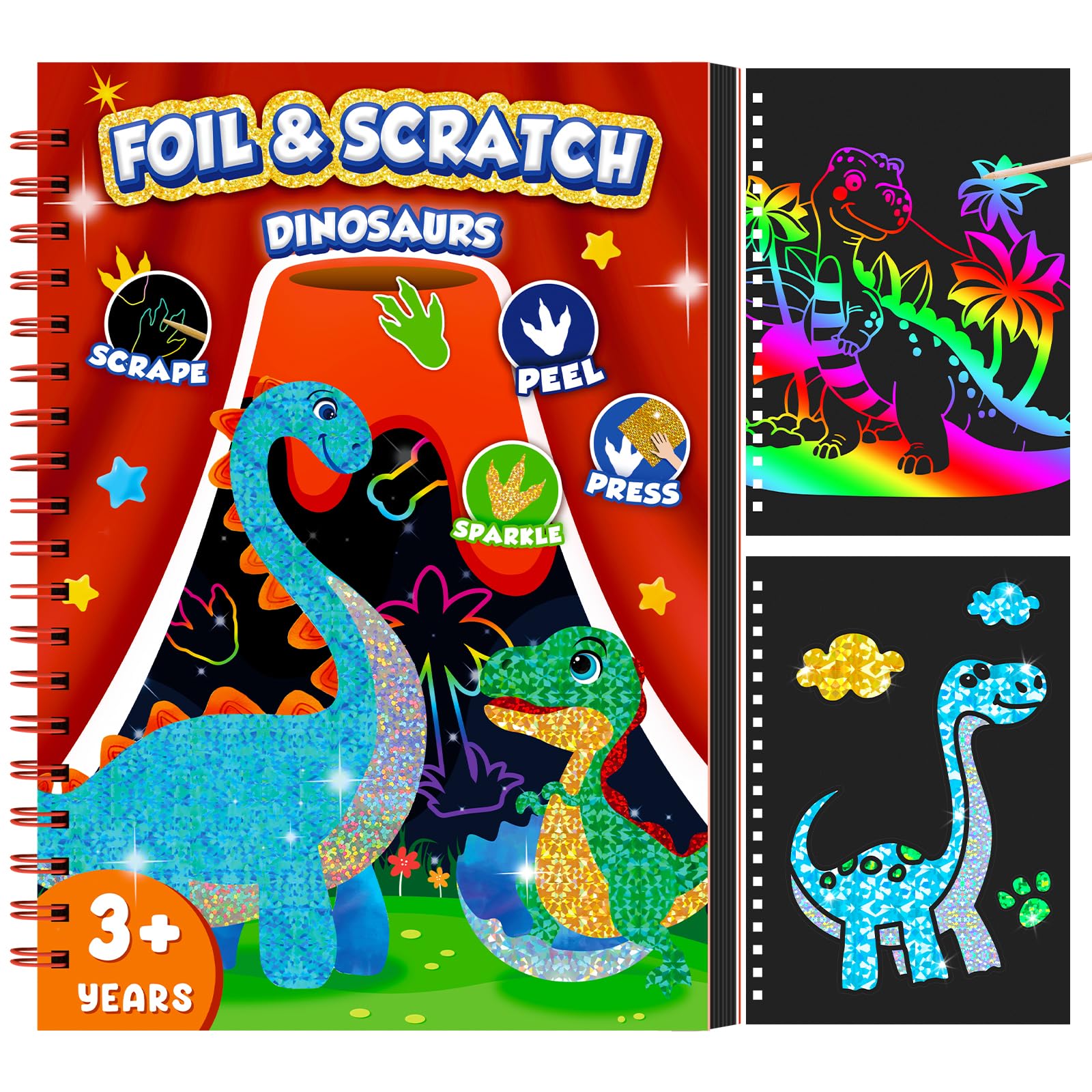Art Craft Book - Libro de arte para rascar dinosaurio