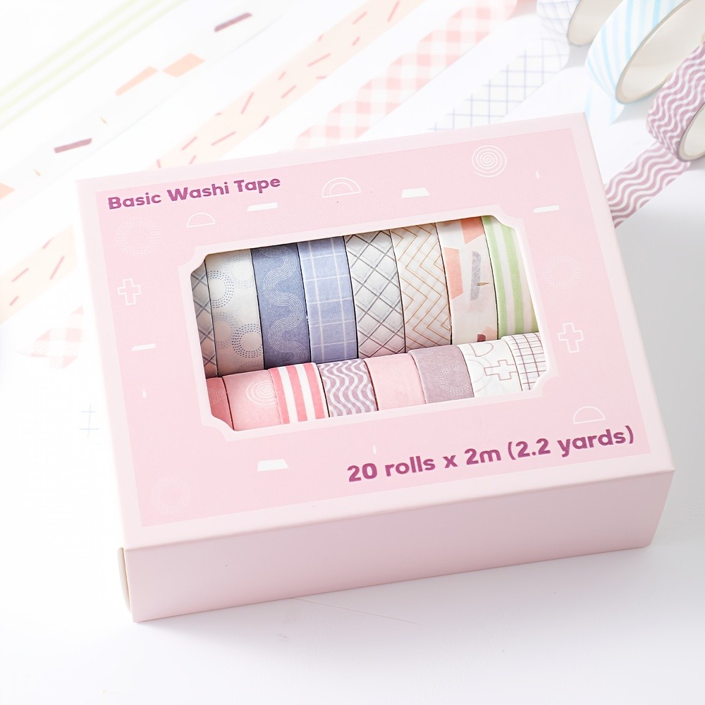 Art Craft Stationery - 20 rollos de cinta adhesiva macaron,