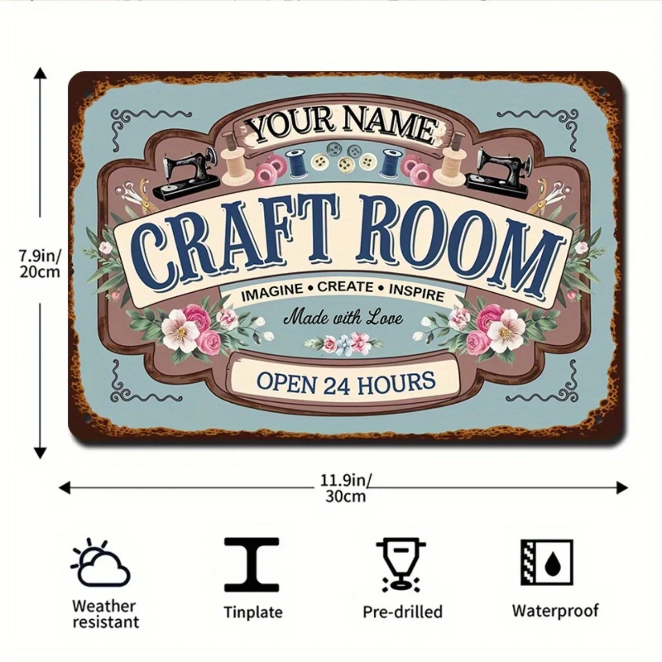 Art Craft Room - Letrero Metálico Personalizado para Sala de