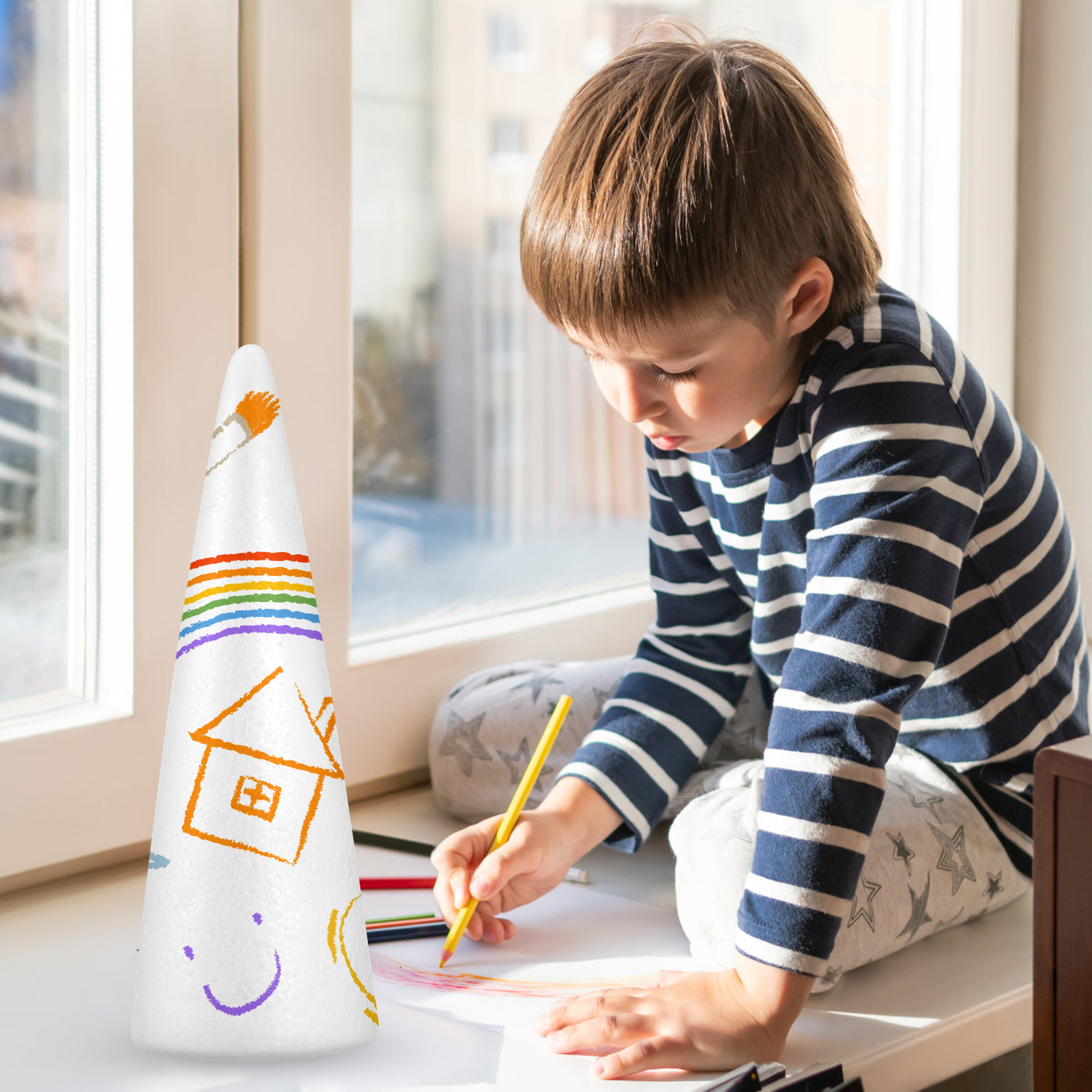 Art Craft For Preschoolers - 2 Conos de Espuma Navideños para